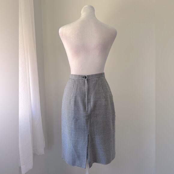 Vintage ‘90s Easy Pieces Black & White Checkered Diamond Print Knee Length Skirt - Picture 7 of 8